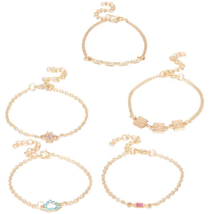 5 Piece Cute & Kitschy Pav'e Minimalist Bracelet Set